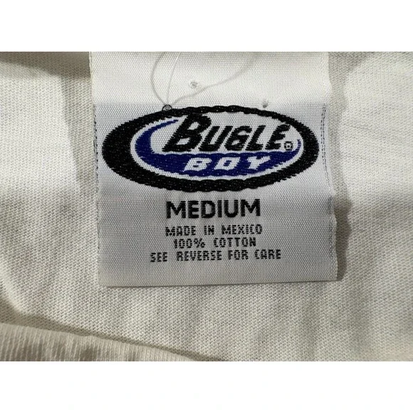 VTG Bugle Boys Tank Top Shirt Print White Sleeveless 90's Shark Mens Sz M NWT - Picture 8 of 10
